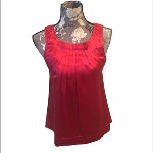 BCBG MAX AZRIA Red Pleated Silk Sleeveless Blouse size XXS